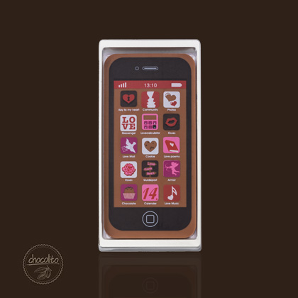 dla dziewczyny, prezent dla ukochanej, czekolada na Walentynki, czekoladowe serce, serce z czekolady, czekoladowe serduszko, walentynkowe czekoladki, prezent walentynkowy, czekoladowy iPhone, czekoladowy smartphone, czekoladowy telefon, telefon z czekola